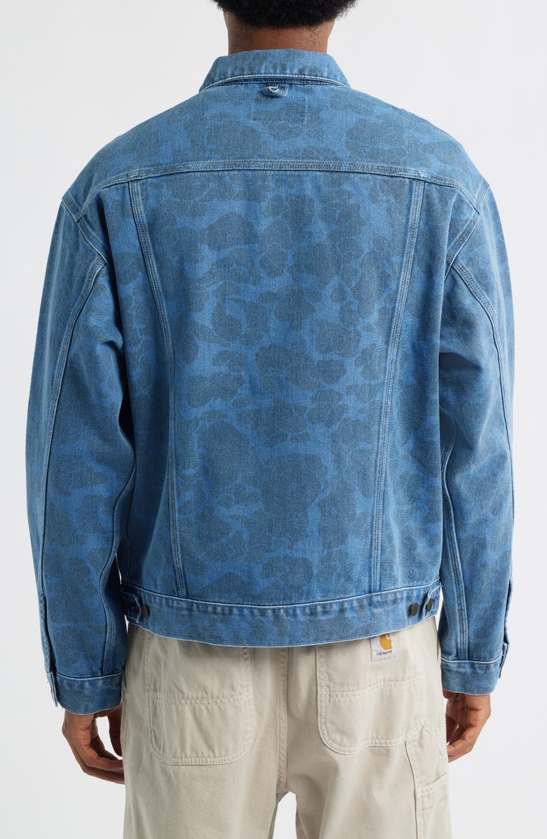 Carhartt Work In Progress Duck Camo Print Organic Cotton Denim Trucker Jacket, Alternate, color, Camo Blue Bleached