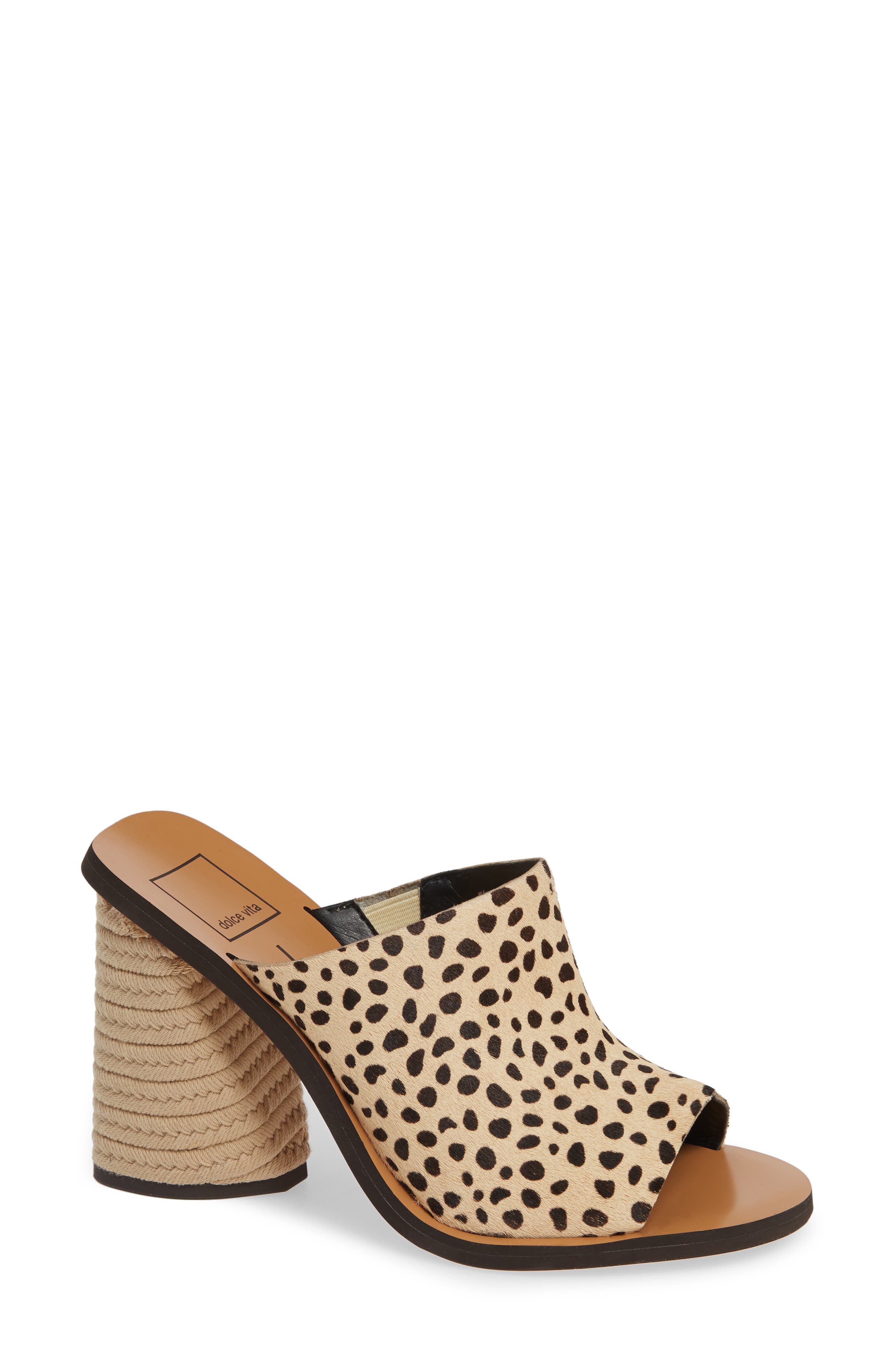 Alba Braided Heel Mule Sandal, Main, color, LEOPARD CALF HAIR
