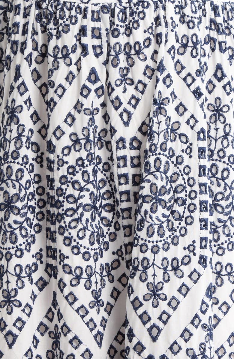 SUGARLIPS Ines Zayla Eyelet Cotton Poplin Midi Dress, Alternate, color, White-Blue