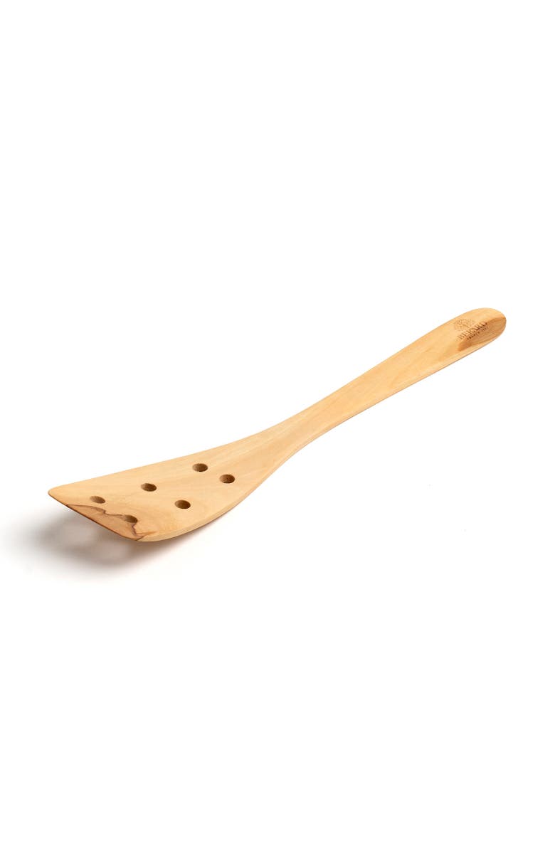 Berard Contour Olive Wood Curved Slotted Spatula, 12-Inch, Alternate, color, Brown