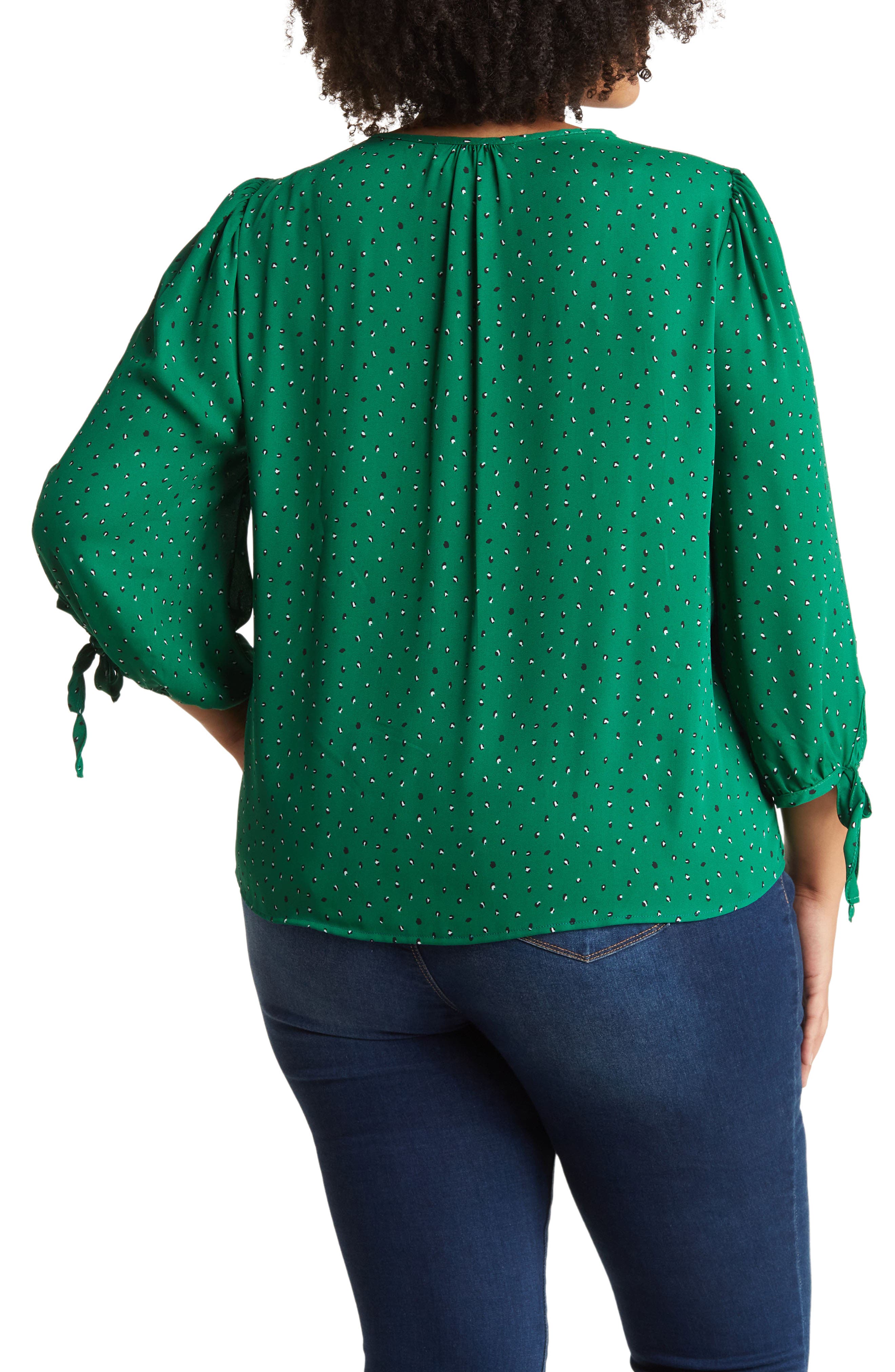 Tie Cuff V-Neck Blouse - image 2