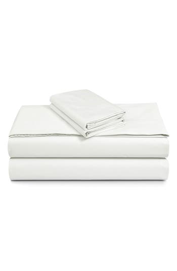 Azores Home 300 Thread Count Cotton Percale Sheet Set In White