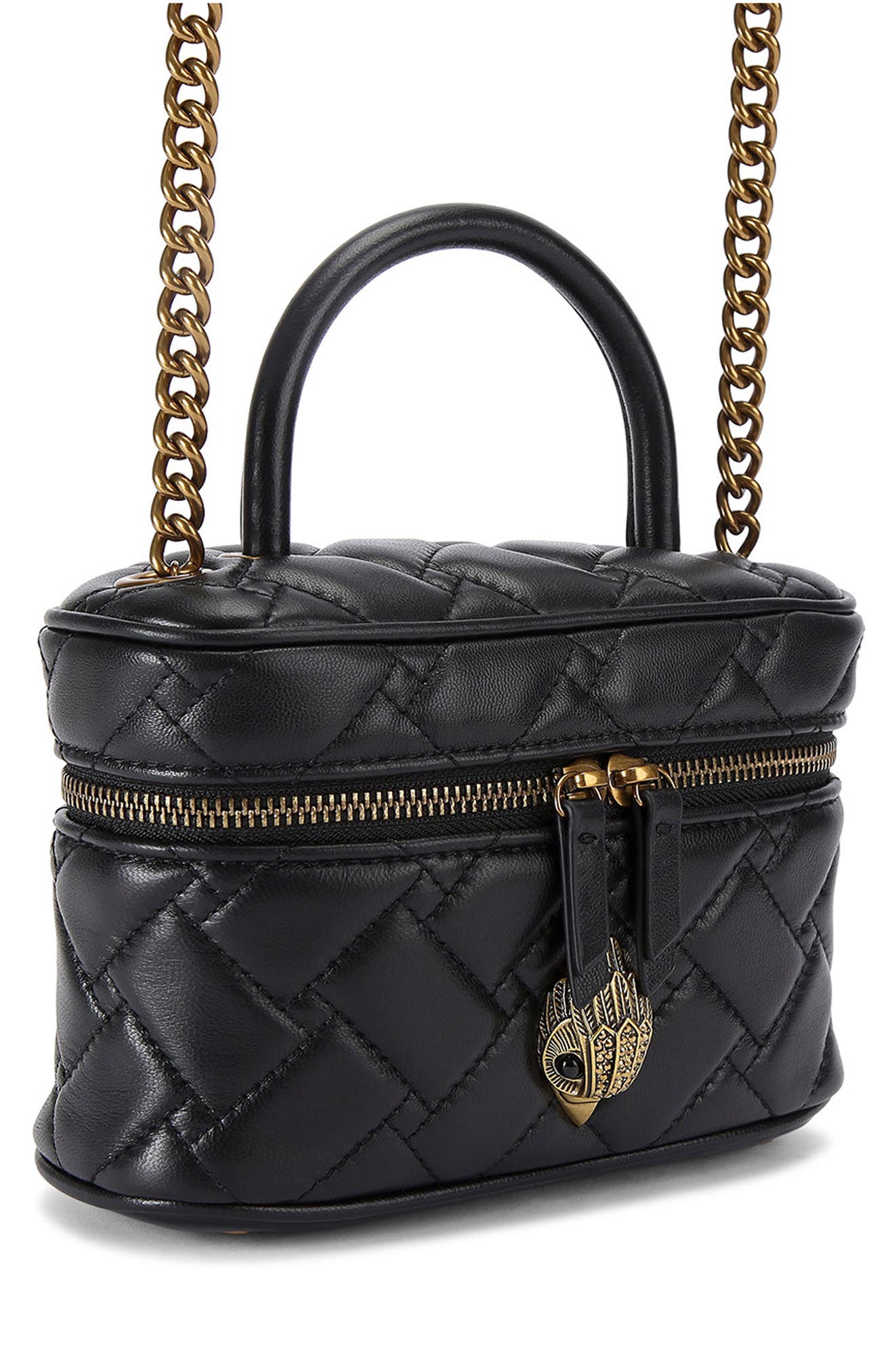 Kurt Geiger London Mini Kensington Quilted Leather Cosmetics Case, Alternate, color, 