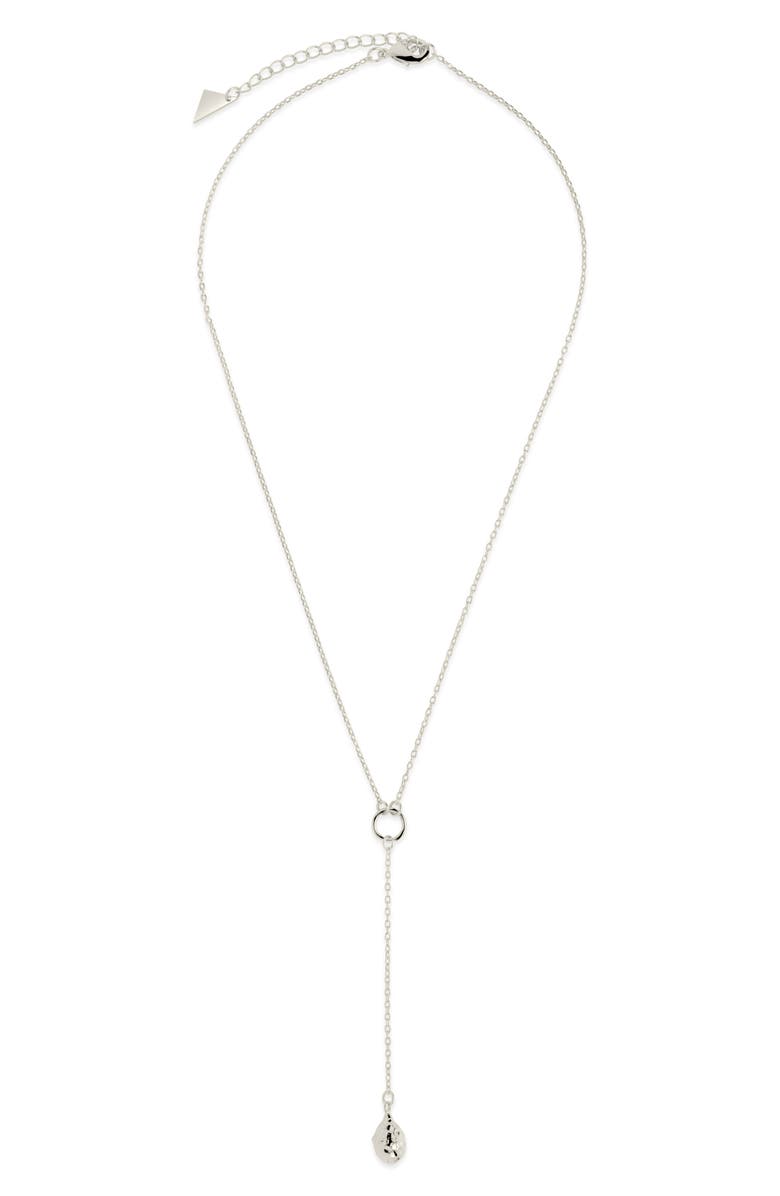 Sterling Forever Lee Molten Teardrop Y-Necklace, Alternate, color, Silver