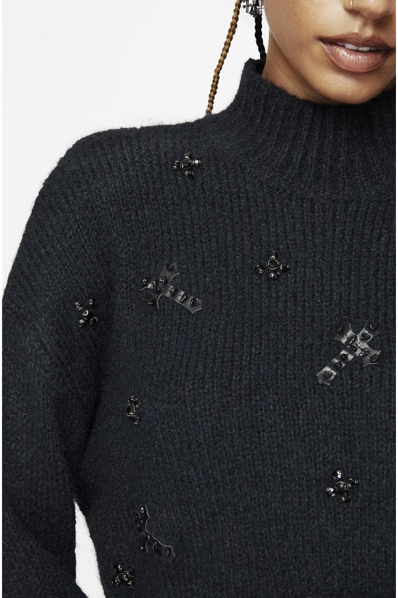 Phantom Cotton Cross Sweater, Alternate, color, Black