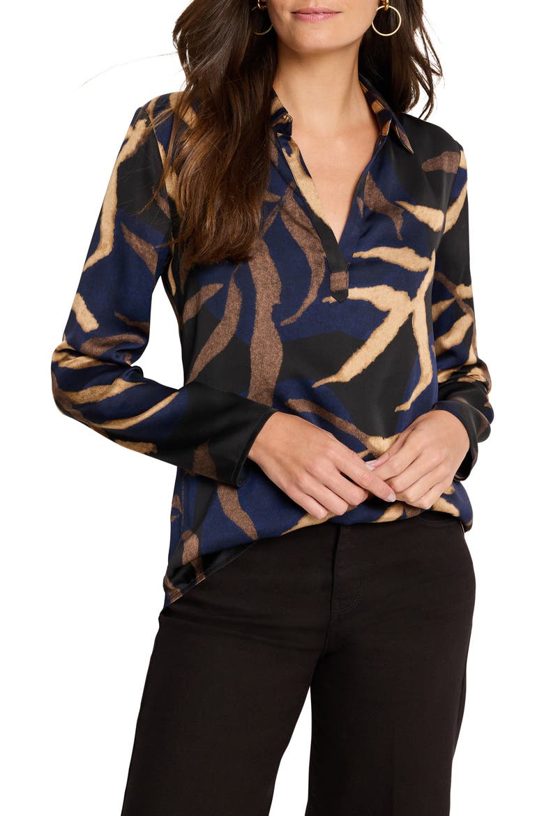 Midnight Fern Satin Top, Main, color, INDIGO MULTI