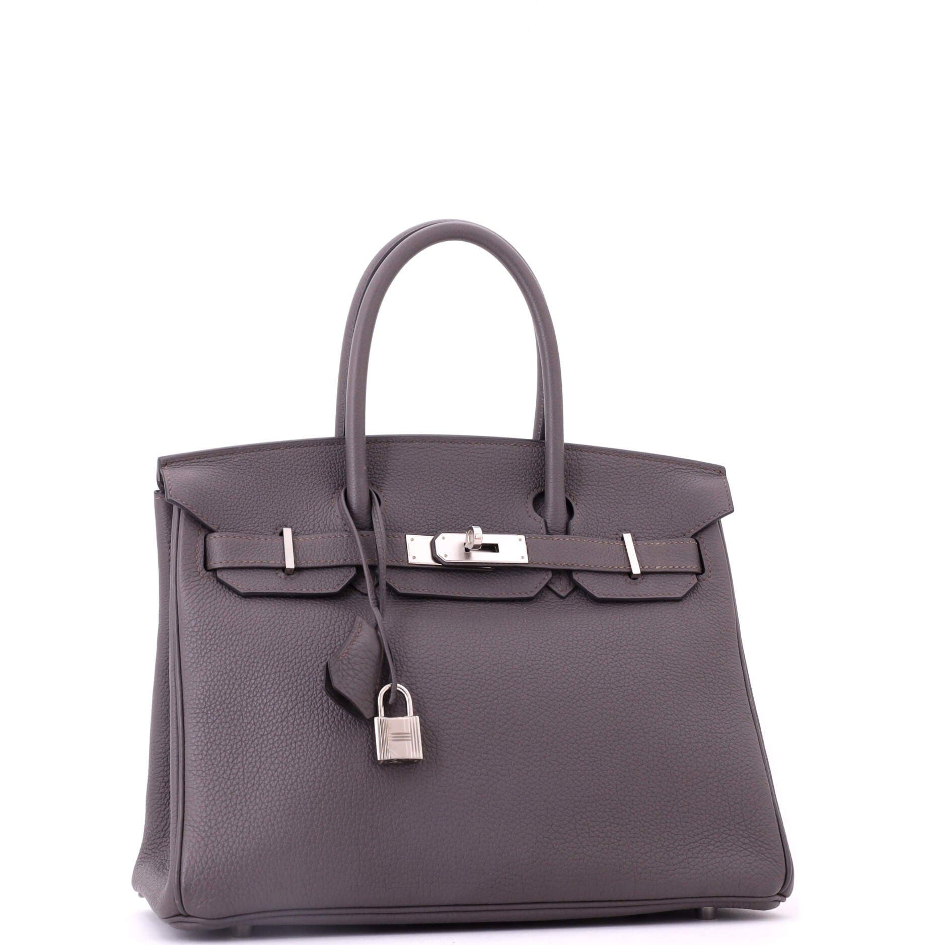 Pre-Owned Hermes Birkin Handbag Grey Togo with Palladium Hardware 30, Alternate, color, Etain
