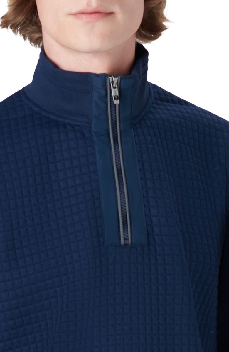 Bugatchi Waffle Knit Quarter Zip Pullover, Alternate, color, Navy