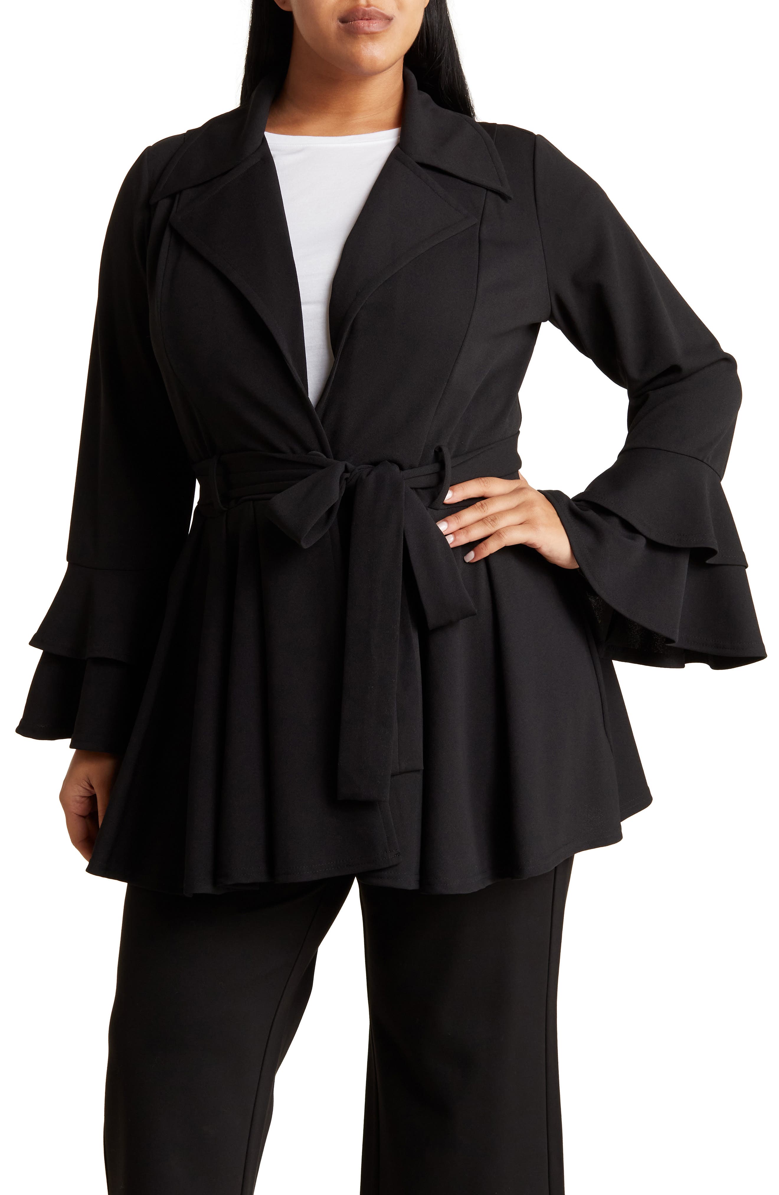 BY DESIGN Carmen Tie Ruffle Cuff Blazer