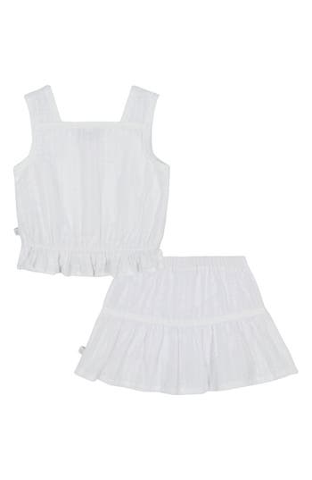 Shop Calvin Klein Kids' Eyelet Top & Skort Set In White