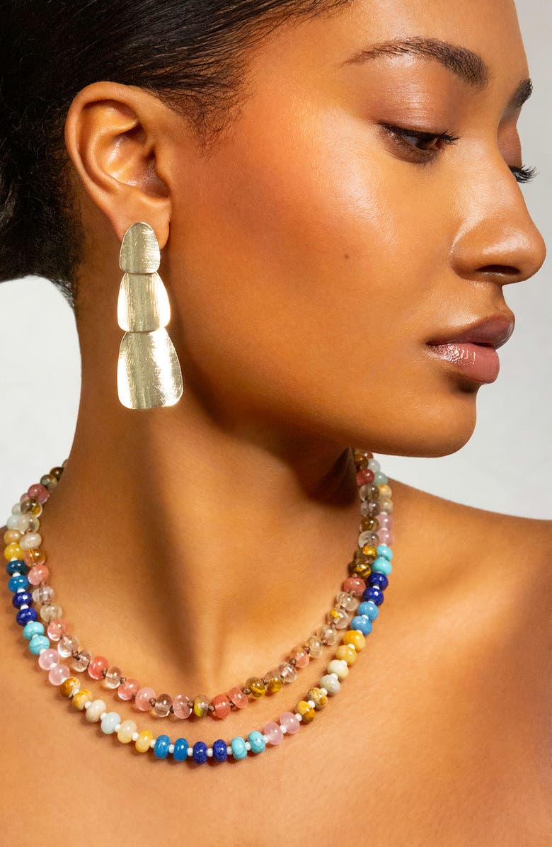 MARLYN SCHIFF Rondelle Picture Jasper Beaded Necklace, Alternate, color, Blue Multi