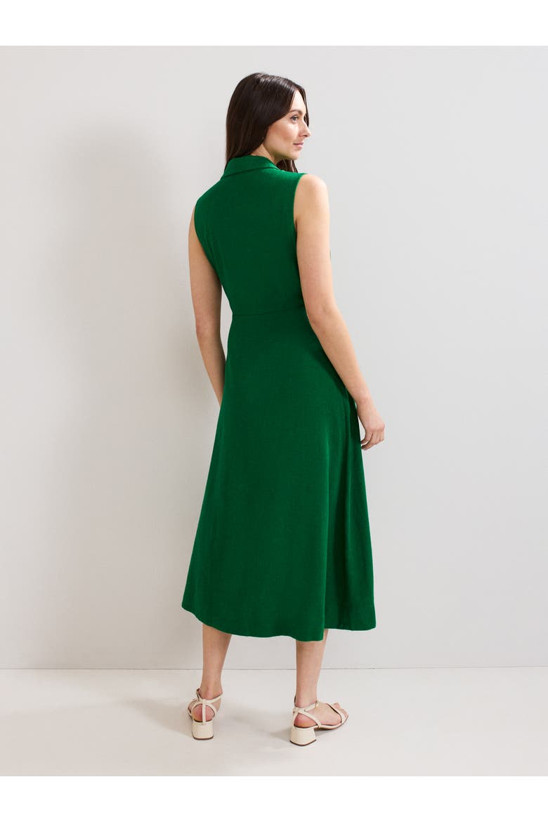 Sculpted Tie-Waist Midi Shirt Dress, Alternate, color, Green
