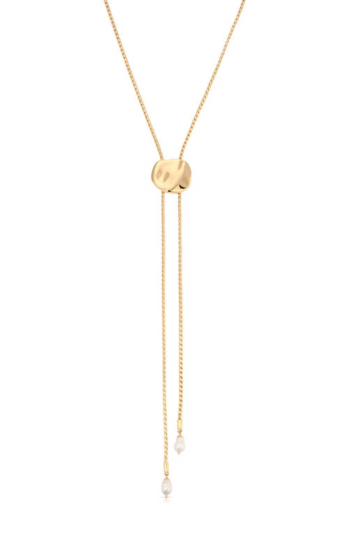 Ettika Liquit Luxe Faux Pearl Bolo Necklace In Gold