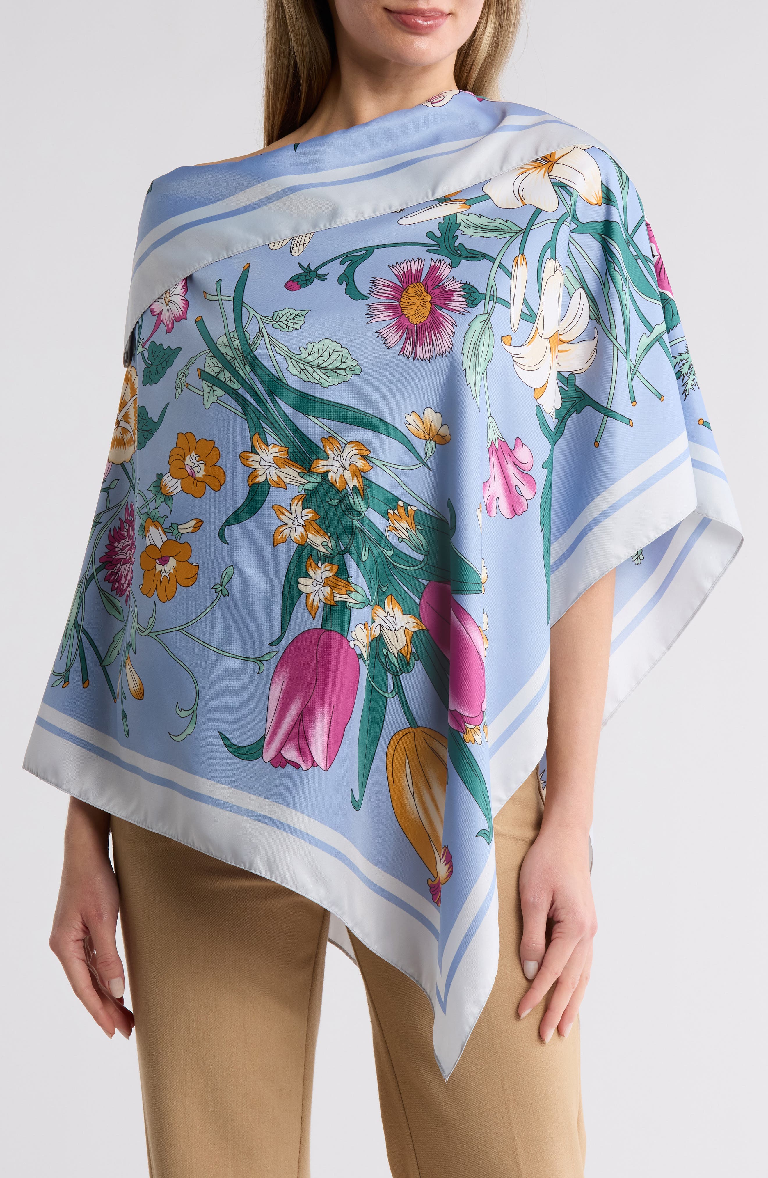 La Fiorentina Floral Print Poncho