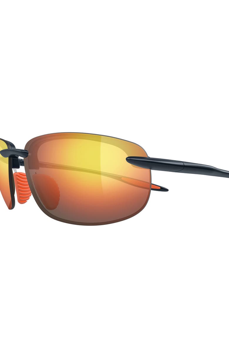 Maui Jim Hookipa Ultra 63mm PolarizedPlus2<sup>®</sup> Oval Sunglasses, Alternate, color, Dark Blue / Orange