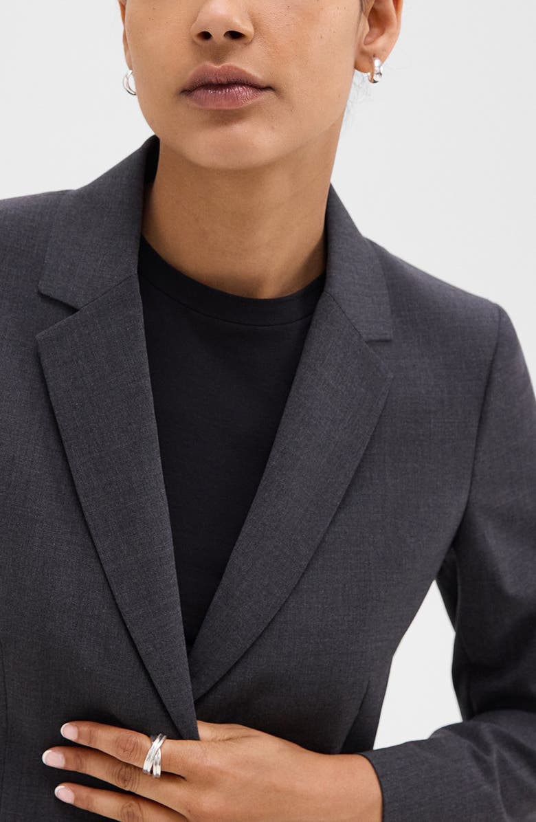 Theory Carissa Good Wool Blazer, Alternate, color, Charcoal Melange