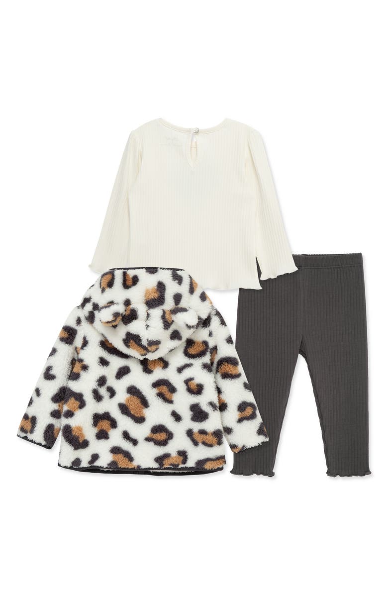 Little Me Leopard Hoodie, Long Sleeve Top & Leggings Set, Alternate, color, Ivory Multi