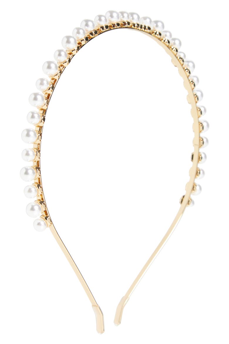 Elegant Faux Pearl Headband, Main, color, GOLD