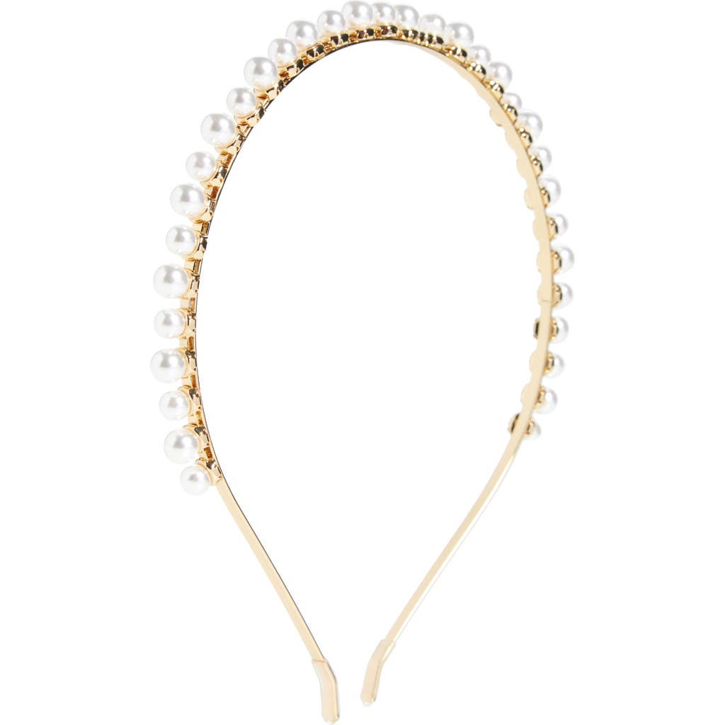 Ettika Elegant Faux Pearl Headband In Gold