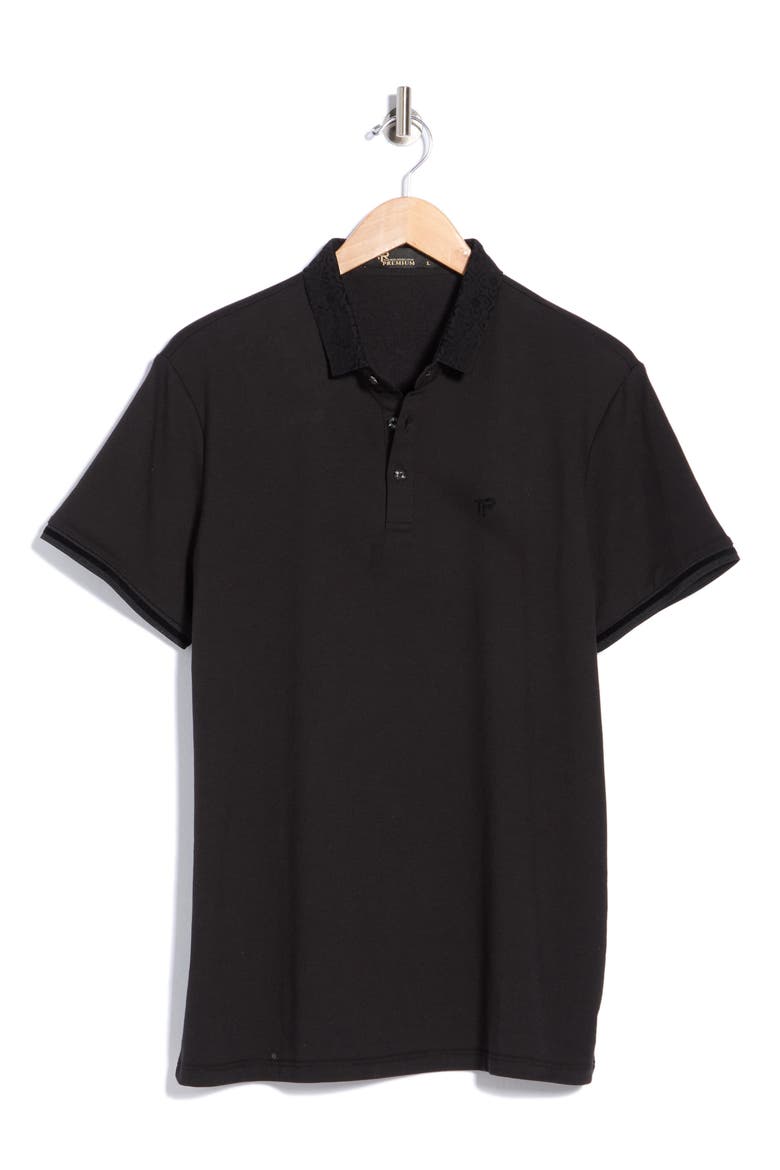 Flocking Collar Polo, Alternate, color, BLACK
