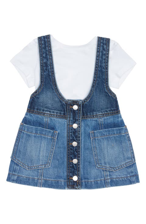 Denim Jumper Dress & Tee Set