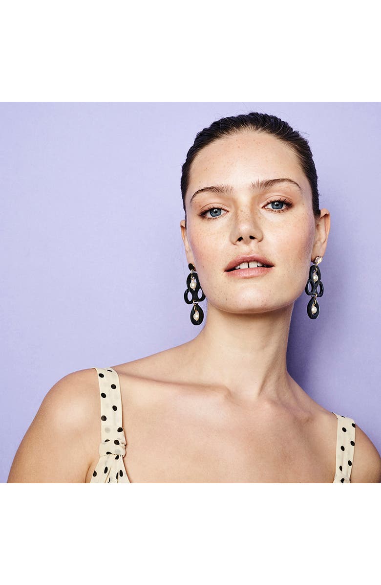 Toolally Petite Batik Earrings - Black Swirl & Pearl, Alternate, color, Black Swirl & Pearl