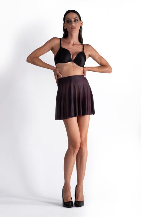 Lustrous High-waisted Skater Skirt