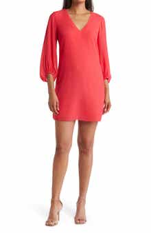 Eliza J V-Neck Chiffon Shift Dress