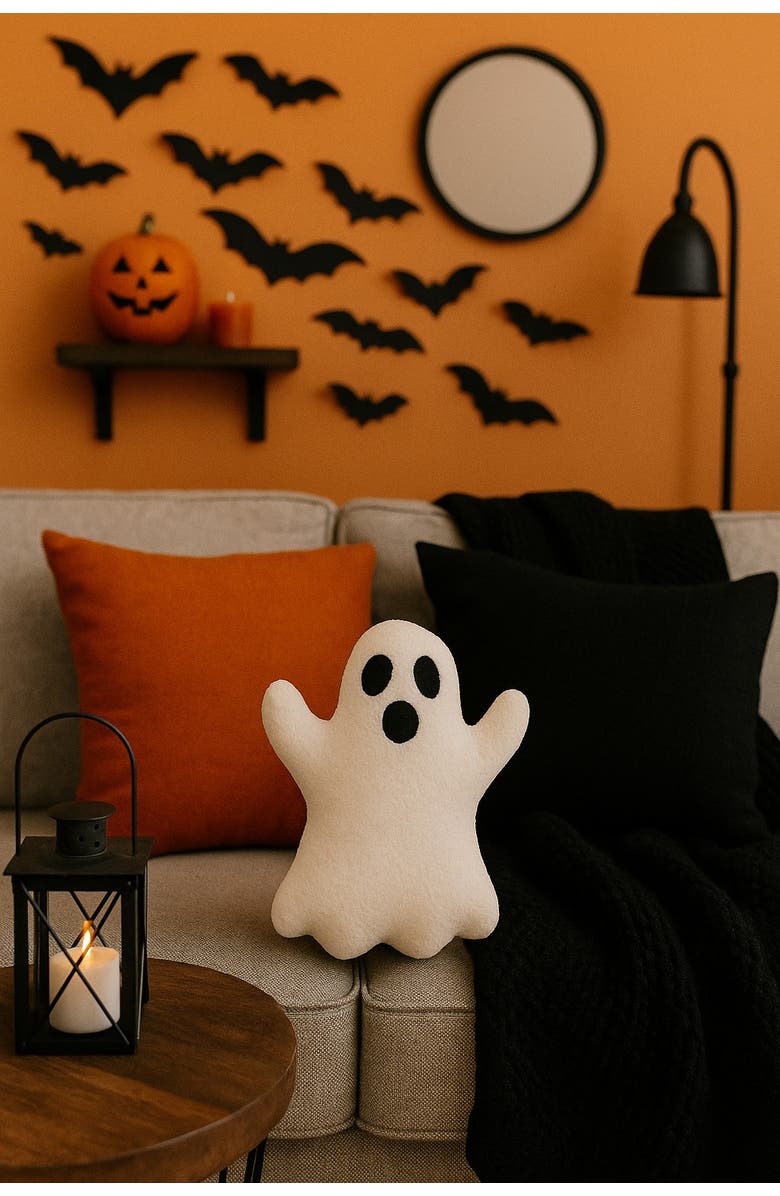 C&F Home Ghost Shaped Halloween Throw Pillow 13" x 19", Alternate, color, White