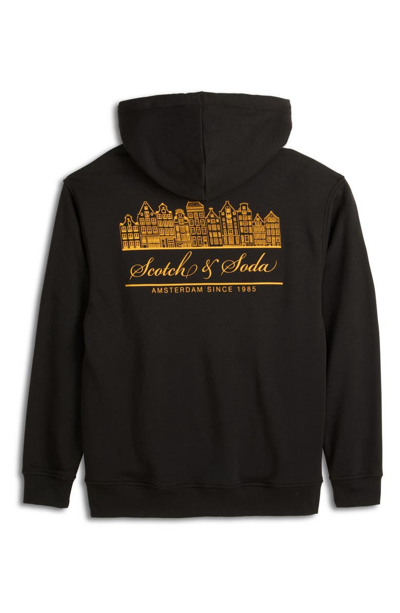 Scotch & Soda Relaxed Fit Graphic Fleece Hoodie, Main, color, Anthracite