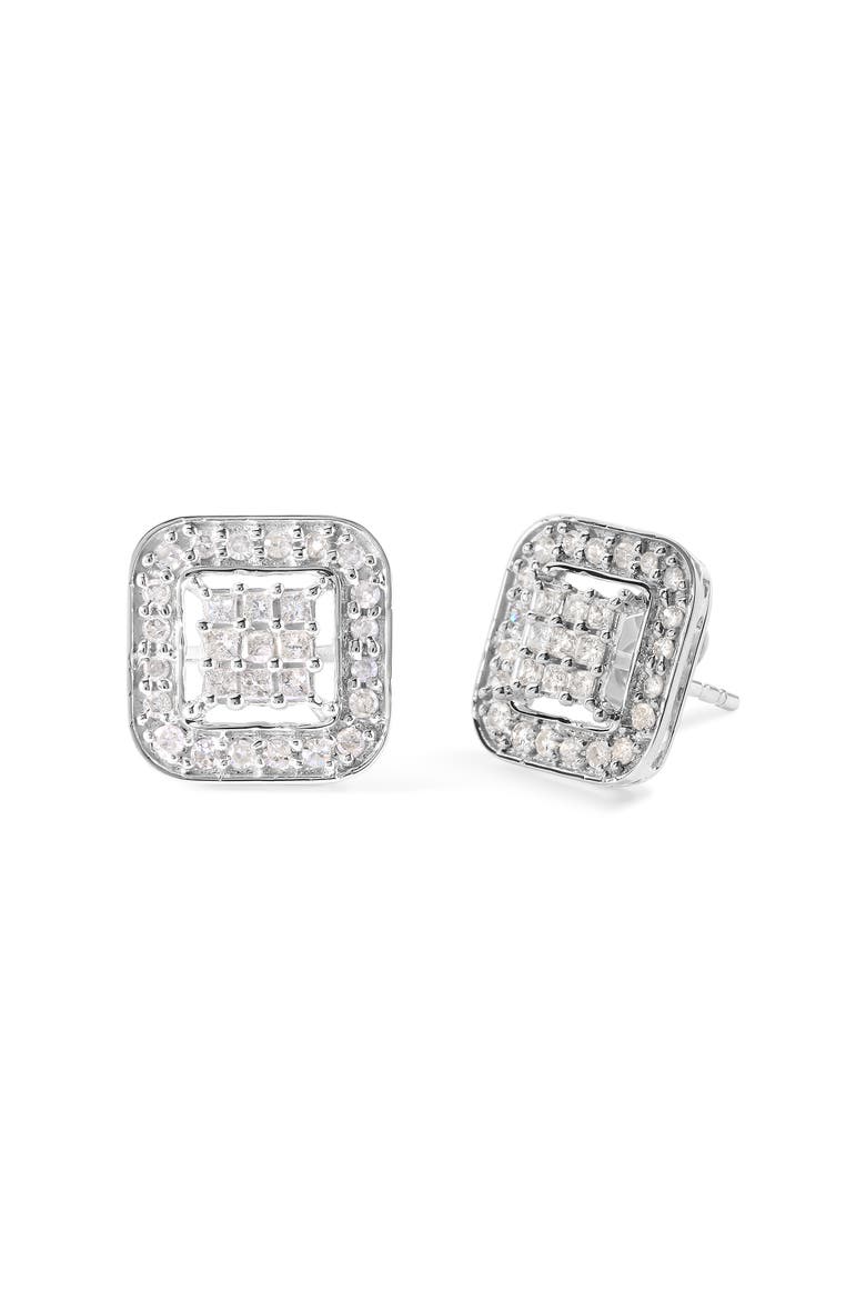 10K White Gold 5/8 Cttw Diamond Composite Stud Earrings, Alternate, color, White