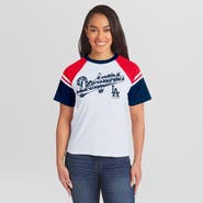 WEAR by Erin Andrews Women's WEAR by Erin Andrews White Los Angeles Dodgers Striped Raglan T-Shirt