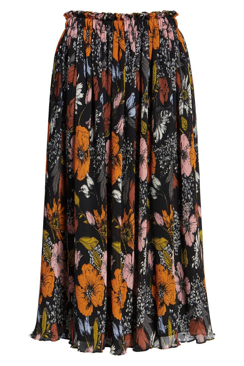 x Atlantic-Pacific Crinkle Midi Skirt, Alternate, color, BLACK EADIE FLORAL