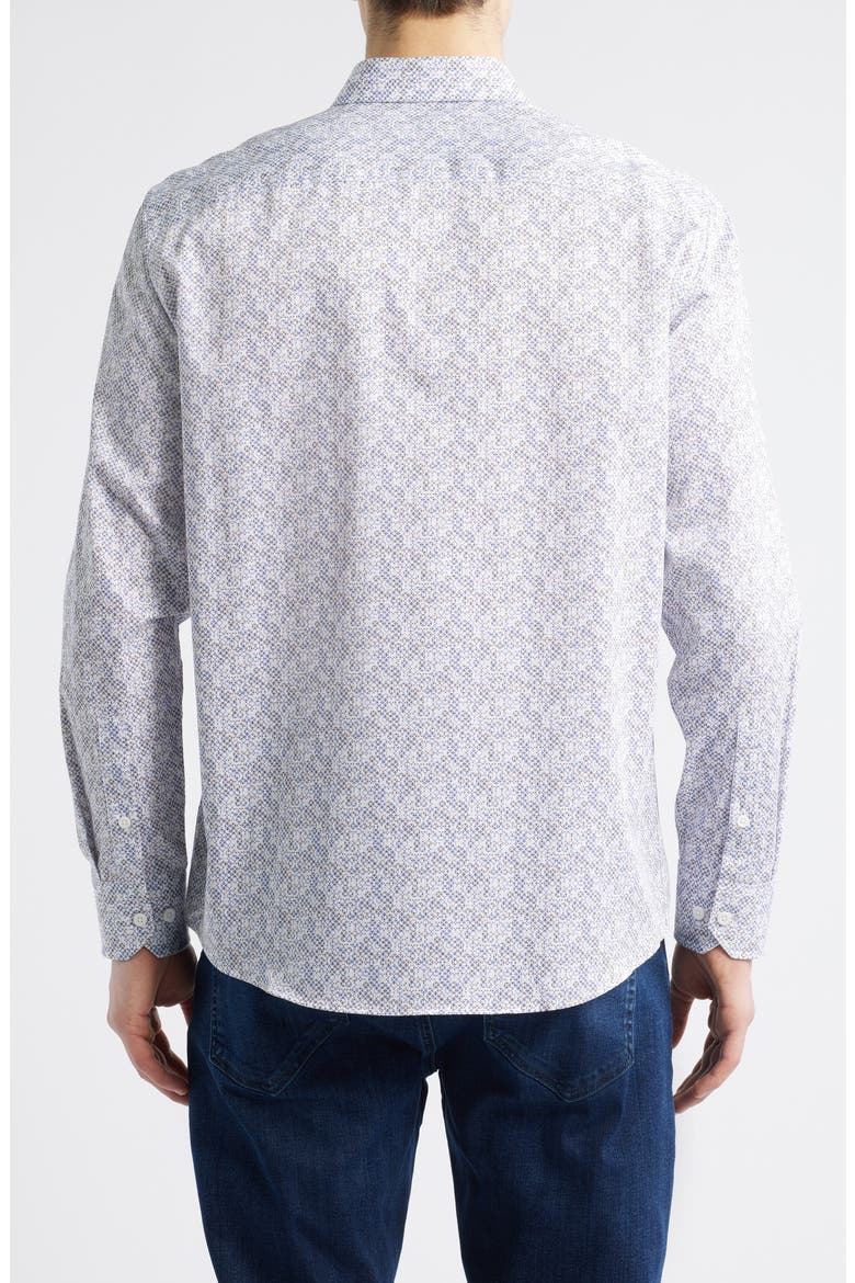 Circle Grid Print Button Down Shirt, Alternate, color, BLUE/TAN