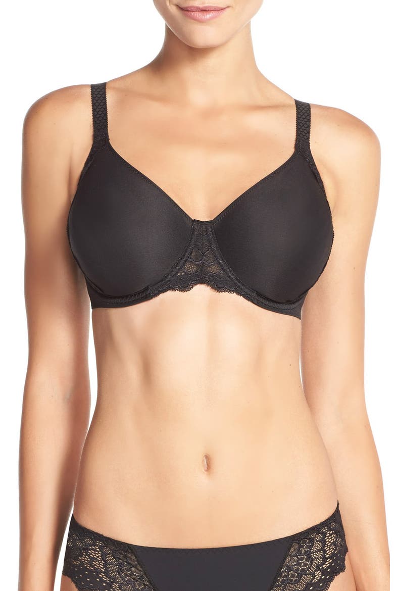 Caresse Underwire Minimizer Bra, Main, color, BLACK
