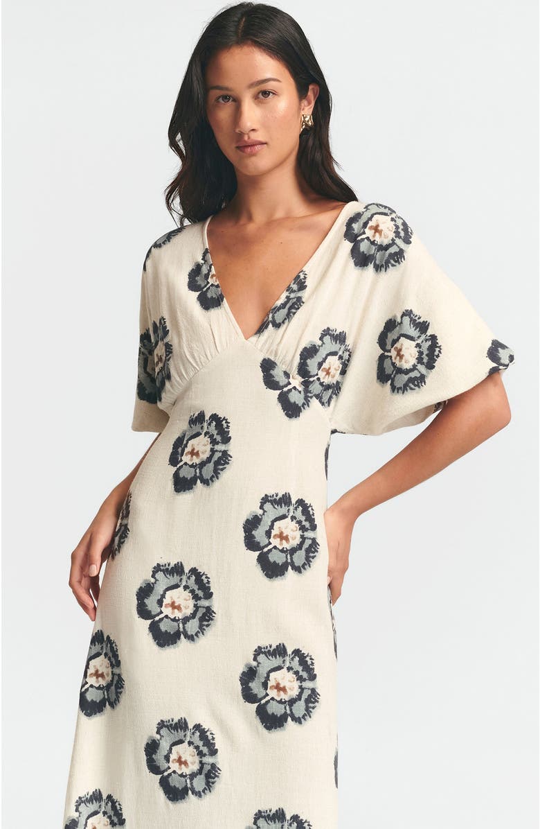 ST MRLO Palm Midi Dress, Alternate, color, Navy Floral