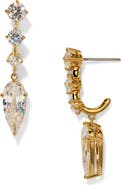 Nadri Lucia Cubic Zirconia Drop J Hoop Earrings