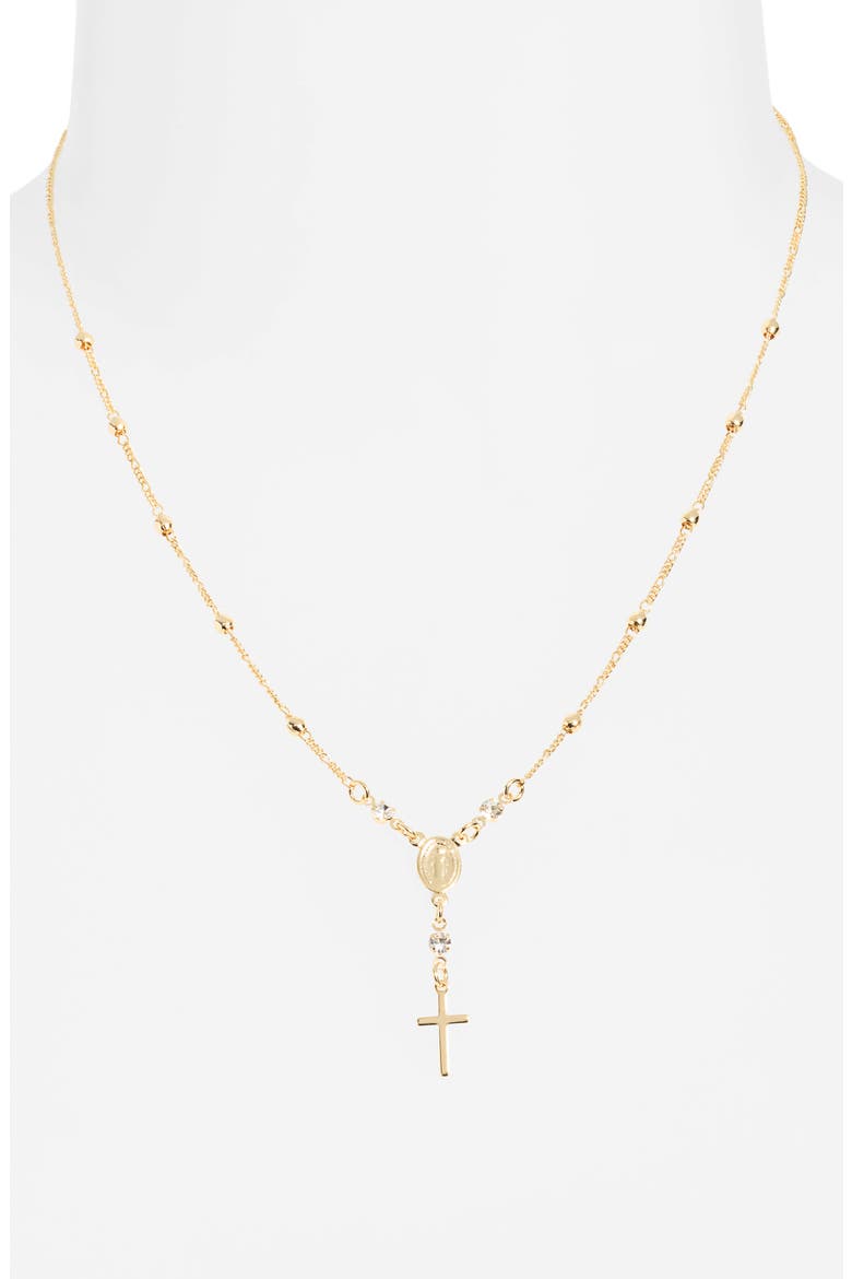 Positano 18k Gold Overlay Rosary Necklace, Alternate, color, GOLD