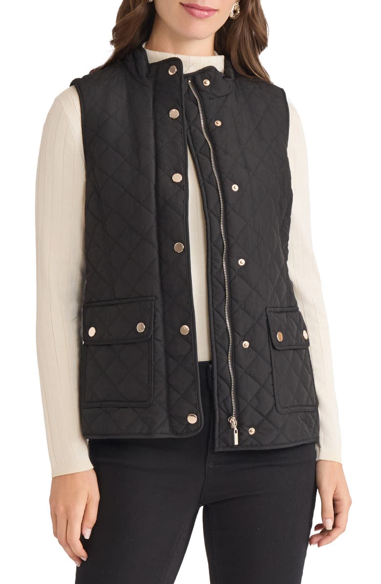 Jones New York Quilted Vest, Main, color, Jones Black