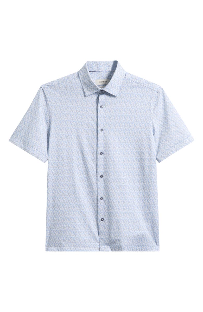 Bugatchi Milo OoohCotton<sup>®</sup> Abstract Print Short Sleeve Button-Up Shirt, Main, color, Air Blue
