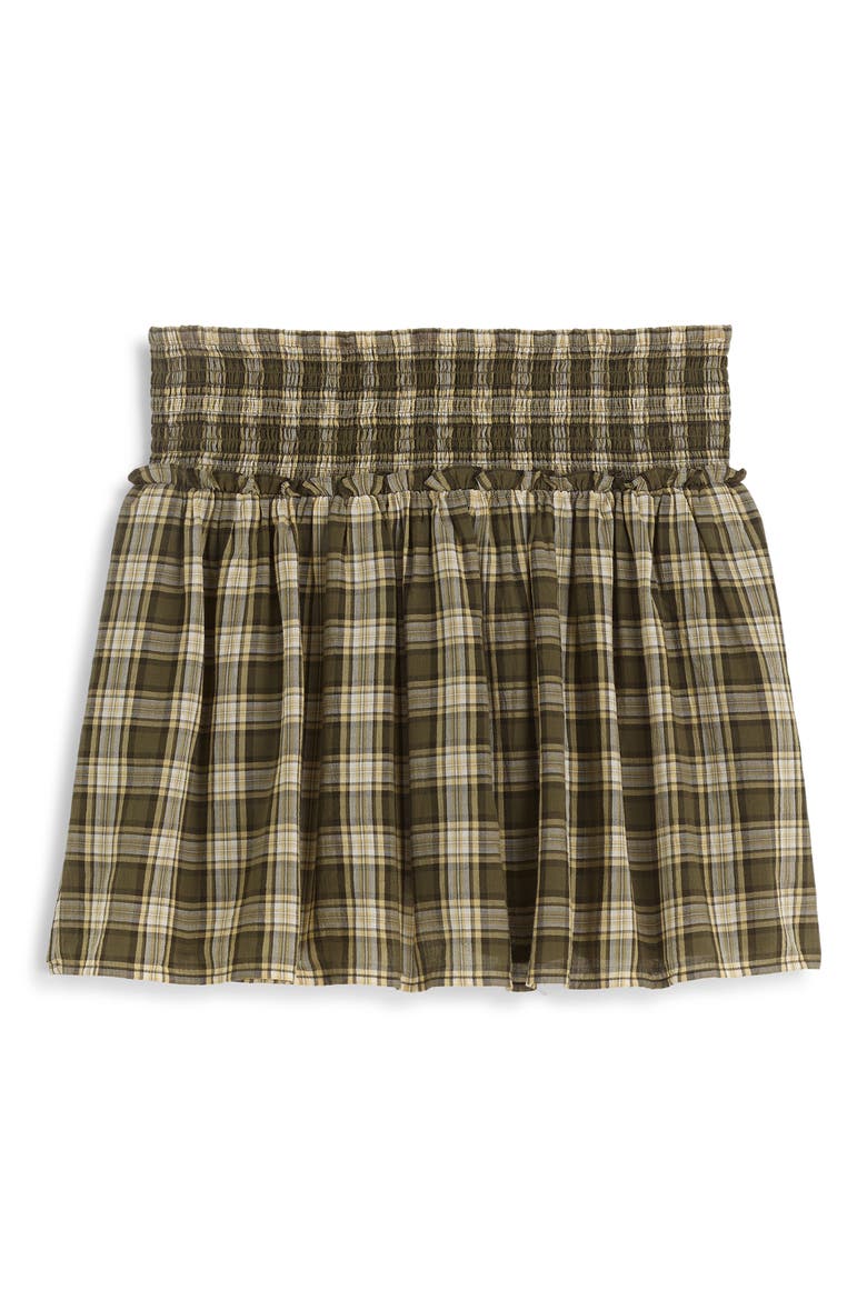Smocked Waist Plaid Miniskirt, Alternate, color, FADED IVY