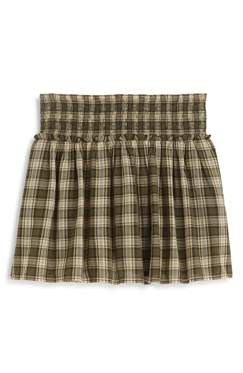 Madewell Smocked Waist Plaid Miniskirt, Alternate, color, Faded Ivy