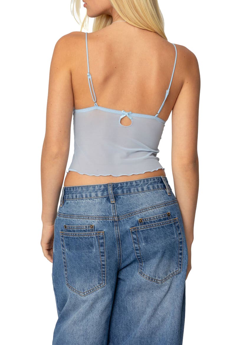 Berkley Lace Trim Sheer Mesh Camisole, Alternate, color, LIGHT-BLUE