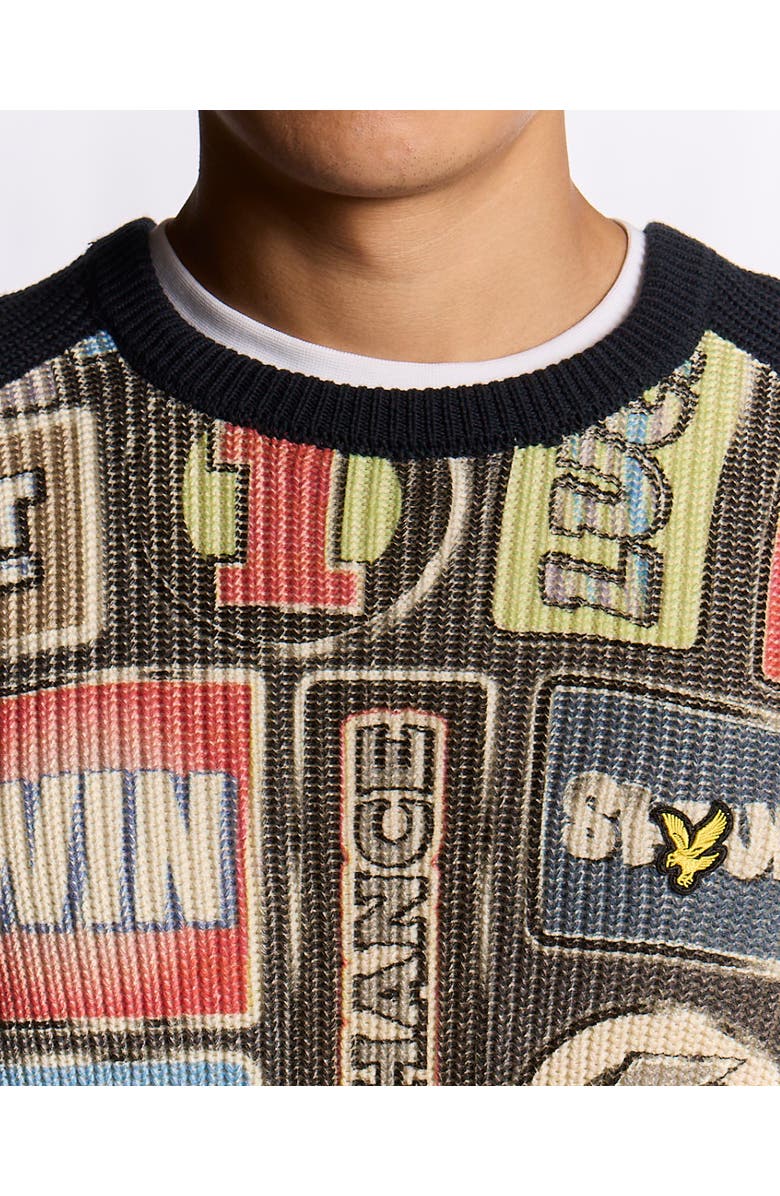 Lyle & Scott Fruit Machine Graphic Crew Neck Sweater, Alternate, color, Dark Navy