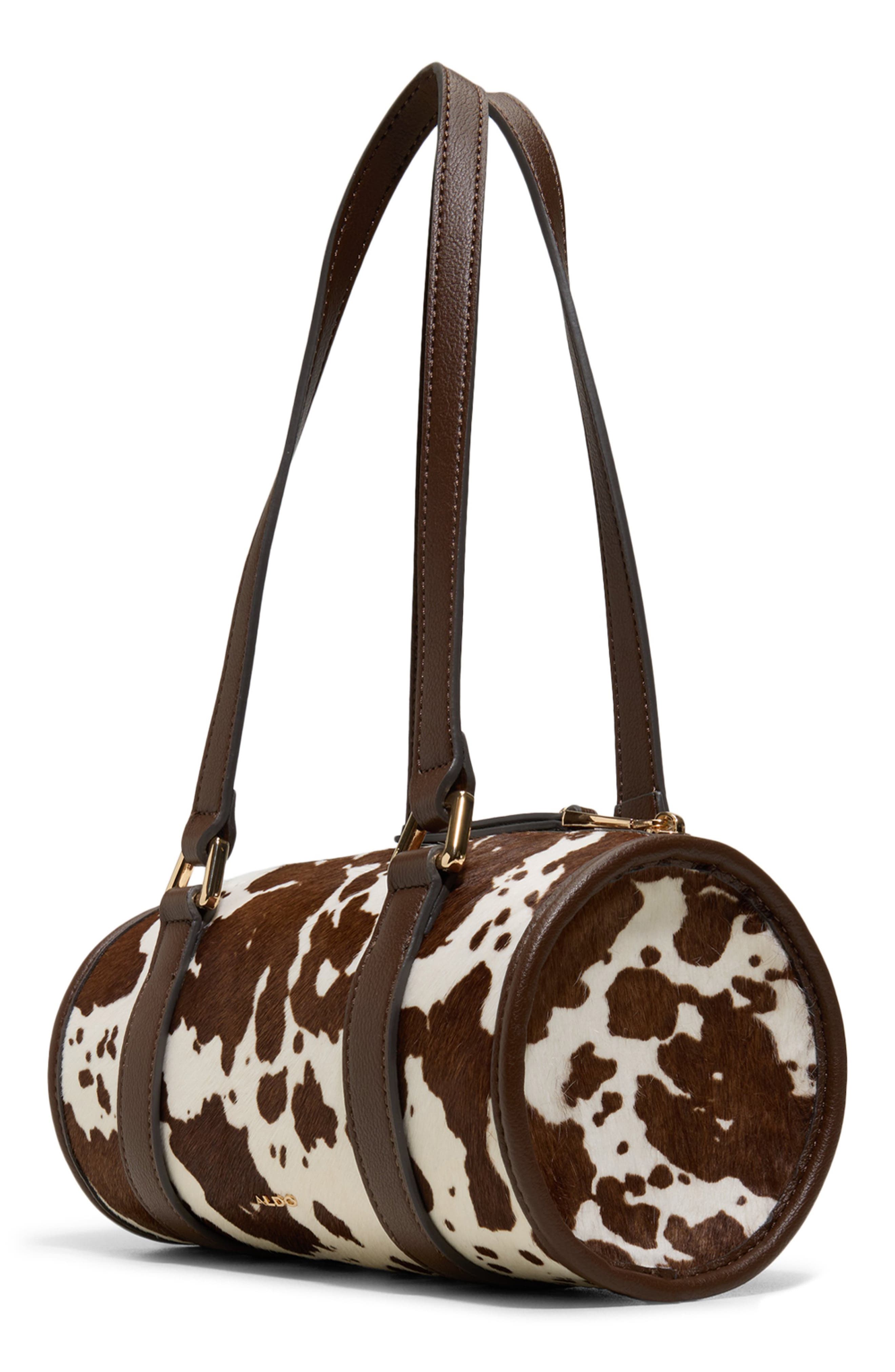 ALDO Beatrizz Genuine Calf Hair Barrel Bag, Alternate, color, Other Brown