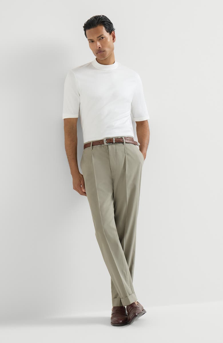 Brunello Cucinelli Trousers with pleats, Alternate, color, Khaki