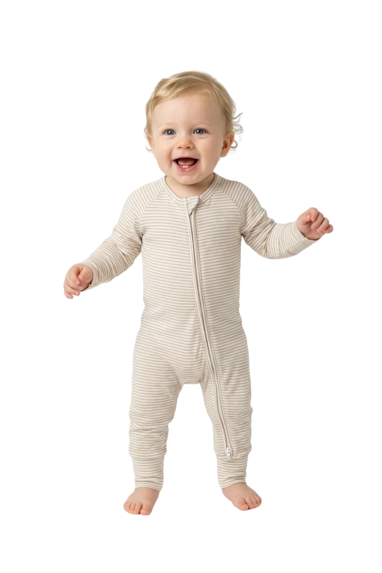 Long Sleeve and Pants Sleeper, Alternate, color, Oatmeal Stripe