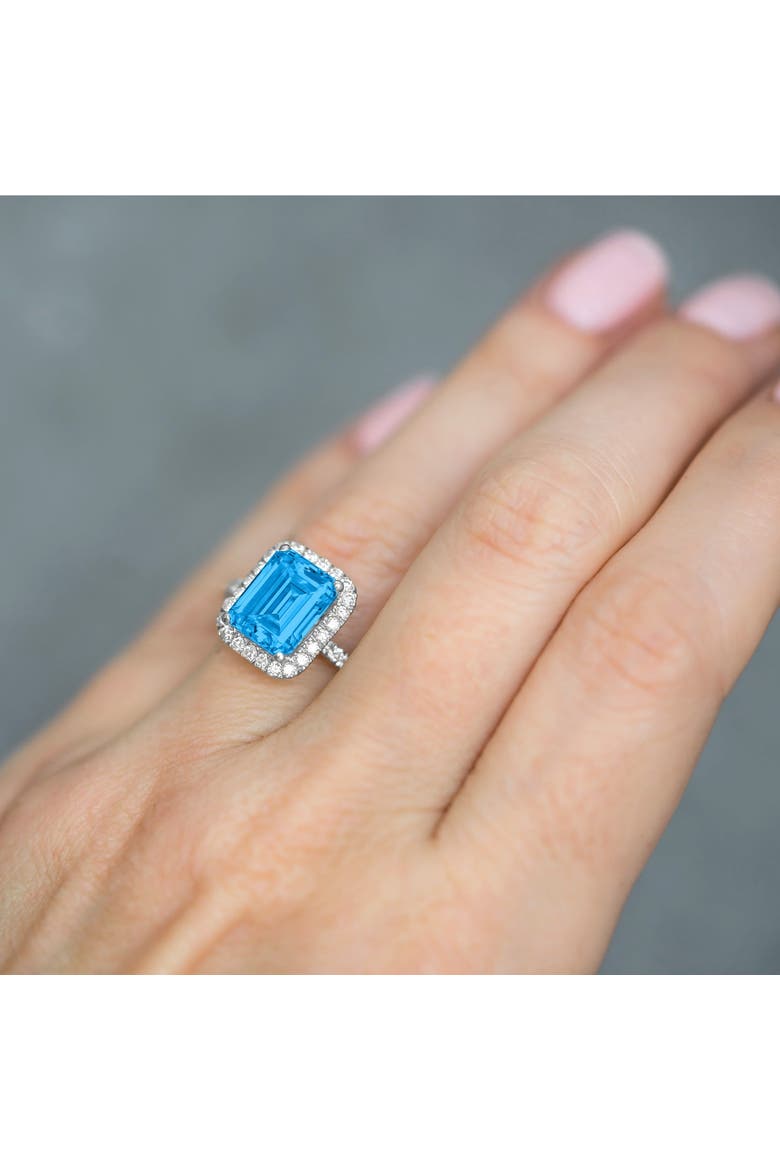 Lab Blue Topaz & Diamond Engagement Ring 14k, Alternate, color, 3.32ct/White Gold