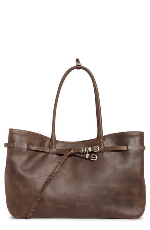 Grandma Large Buckle Suede Shoulder Bag