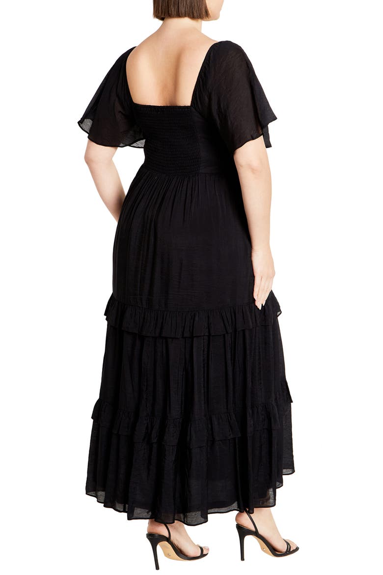 Marci Ruffle Tiered Maxi Dress, Alternate, color, BLACK